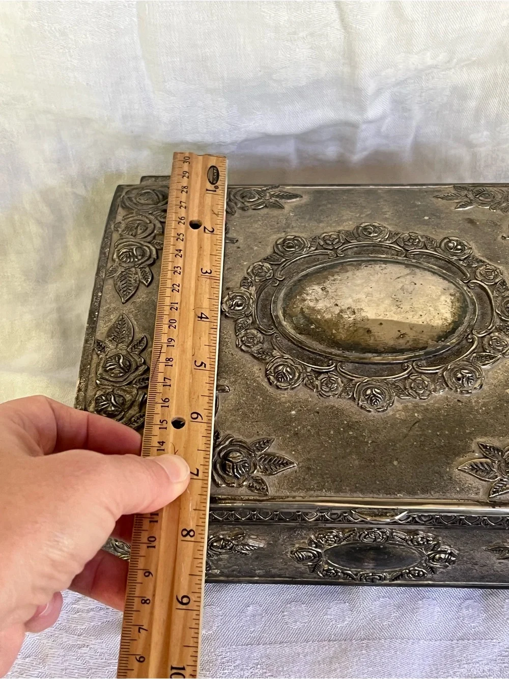 Godinger Ornate Floral Metal Jewelry Box - Silver Tone